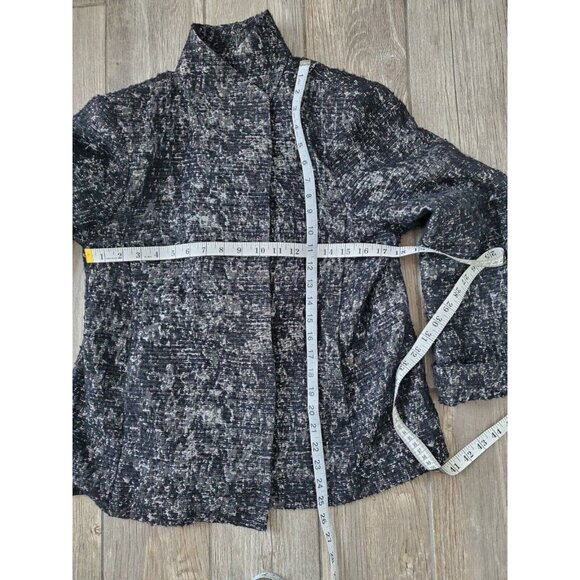 Eileen Fisher Metallic Jacquard Blazer Open Front Jacket In Size Large - Picture 3 of 7